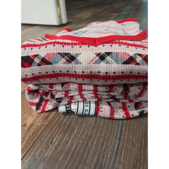 Victoria’s Secret XS Long Johns Winter PJ’S Thermal 2-Pc Set Red Plaid Stripe B9 - Picture 9 of 9